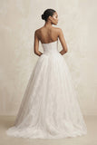 Strapless Tulle Basque Waist Ball Gown Wedding Dress in Ivory