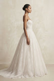 Strapless Tulle Basque Waist Ball Gown Wedding Dress in Ivory