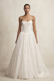Strapless Tulle Basque Waist Ball Gown Wedding Dress in Ivory