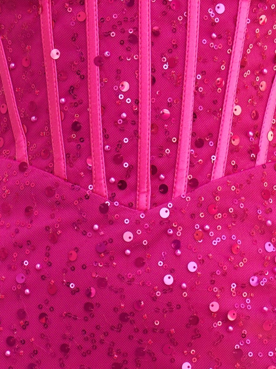 Hot Pink Sheath Sweetheart Neck Sequins Mini Party Dresses