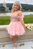 A Line Off the Shoulder Homecoming Dress with Beading