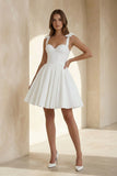 Sweet A-Line Sweetheart Sleeveless Short Satin Wedding Dresses