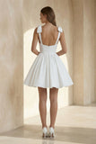 Sweet A-Line Sweetheart Sleeveless Short Satin Wedding Dresses