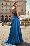 Sweet A-line Cowl Neck Silk Long Prom Dress