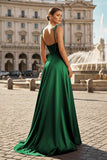 Sweet A-line Cowl Neck Silk Long Prom Dress