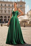 Sweet A-line Cowl Neck Silk Long Prom Dress