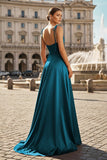 Sweet A-line Cowl Neck Silk Long Prom Dress