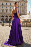 Sweet A-line Cowl Neck Silk Long Prom Dress