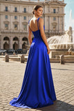 Sweet A-line Cowl Neck Silk Long Prom Dress