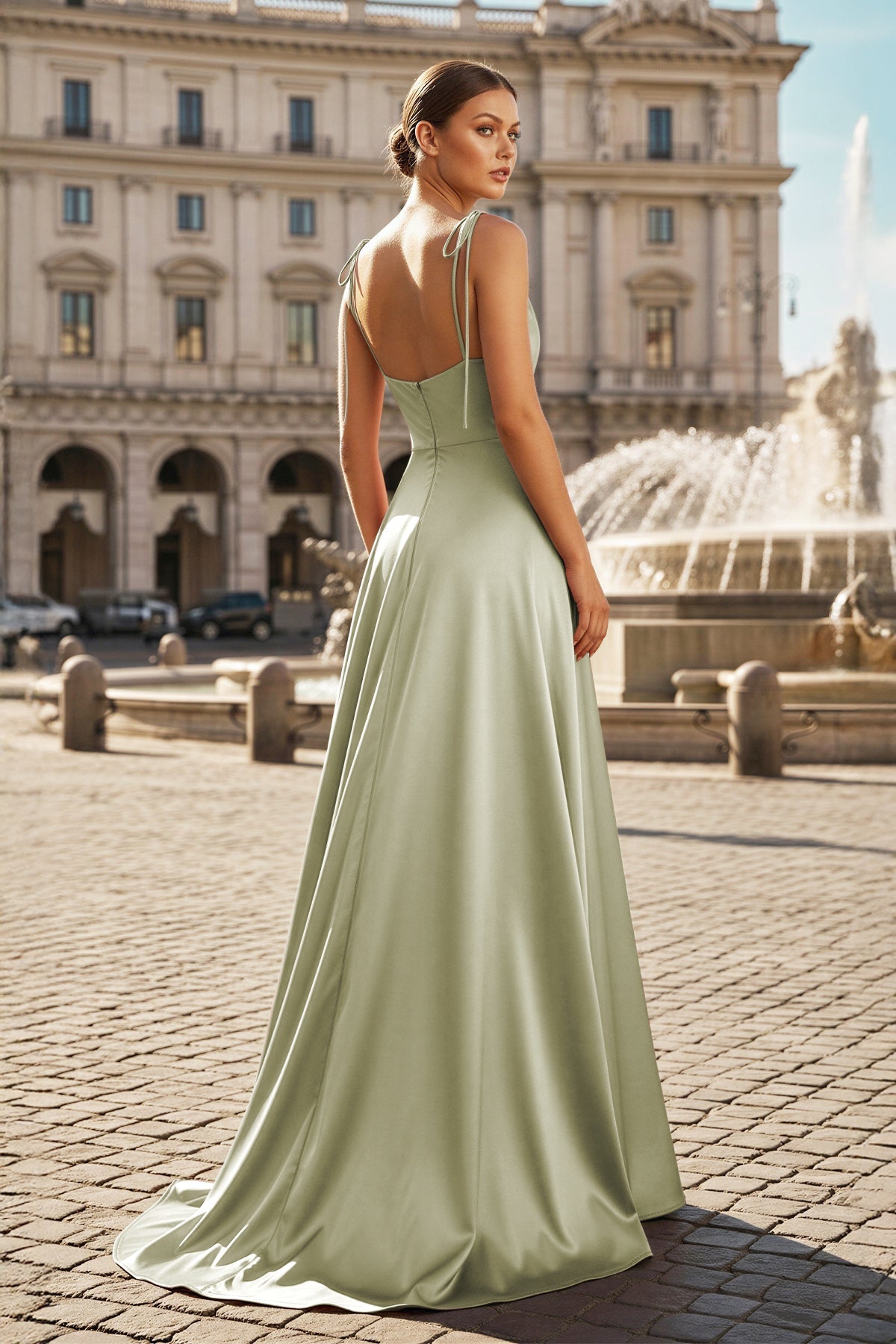 Sweet A-line Cowl Neck Silk Long Prom Dress