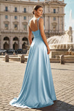 Sweet A-line Cowl Neck Silk Long Prom Dress