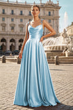 Sweet A-line Cowl Neck Silk Long Prom Dress