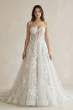 Sweetheart A-Line Appliqued Corset Wedding Dress in Ivory