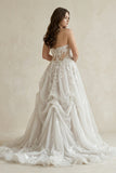 Sweetheart A-Line Appliqued Corset Wedding Dress in Ivory