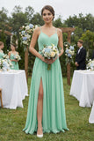 Sweetheart A-Line Chiffon Bridesmaid Dress in Pale Pistachio