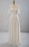 Sweetheart A-line Chiffon Dress With Half-sleeved Illusion Bodice