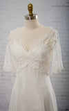 Sweetheart A-line Chiffon Dress With Half-sleeved Illusion Bodice