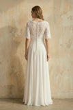 Sweetheart A-line Chiffon Dress With Half-sleeved Illusion Bodice