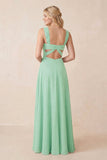 Sweetheart A-Line Chiffon Long Bridesmaid Dress in Pale Pistachio