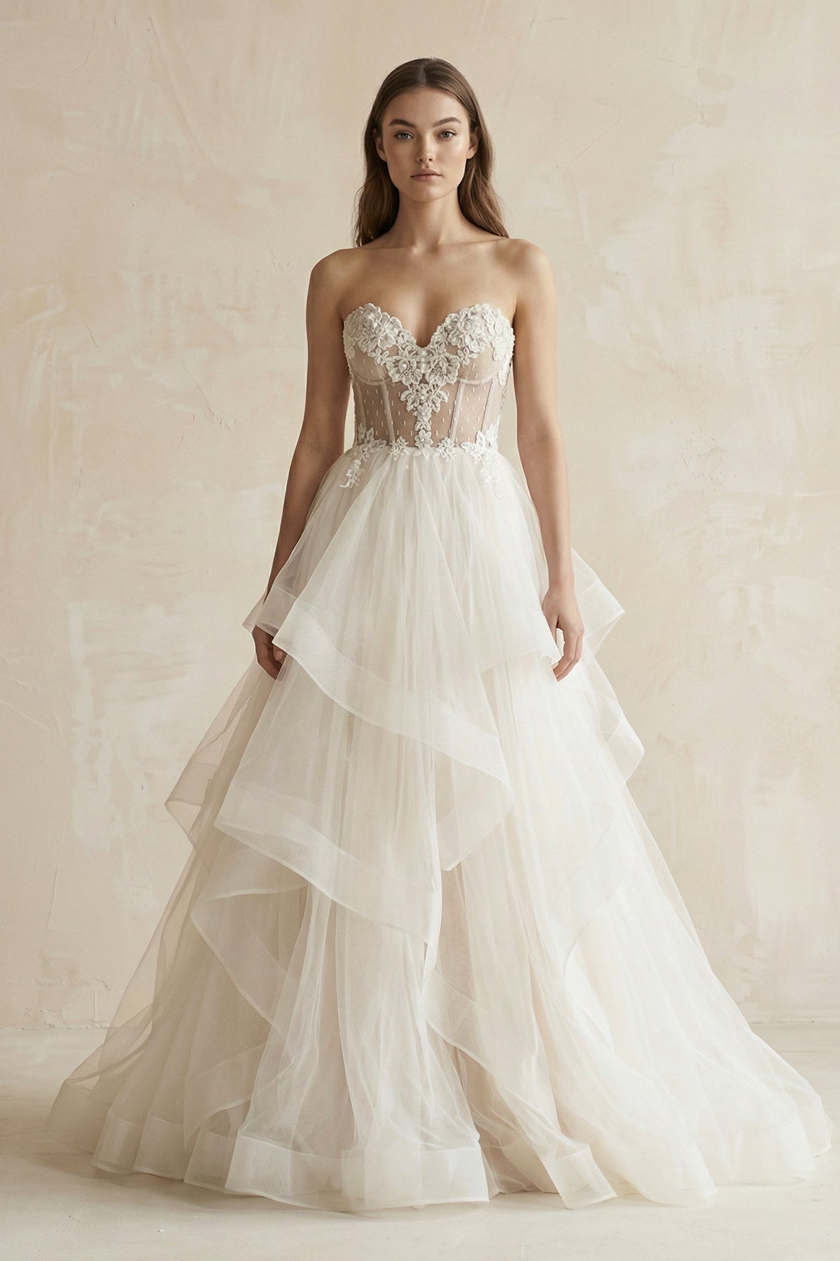 Detachable Floral Princess A-Line Boho Lace Wedding Dress Elegant Chic Sweetheart Court Train Ball Gown