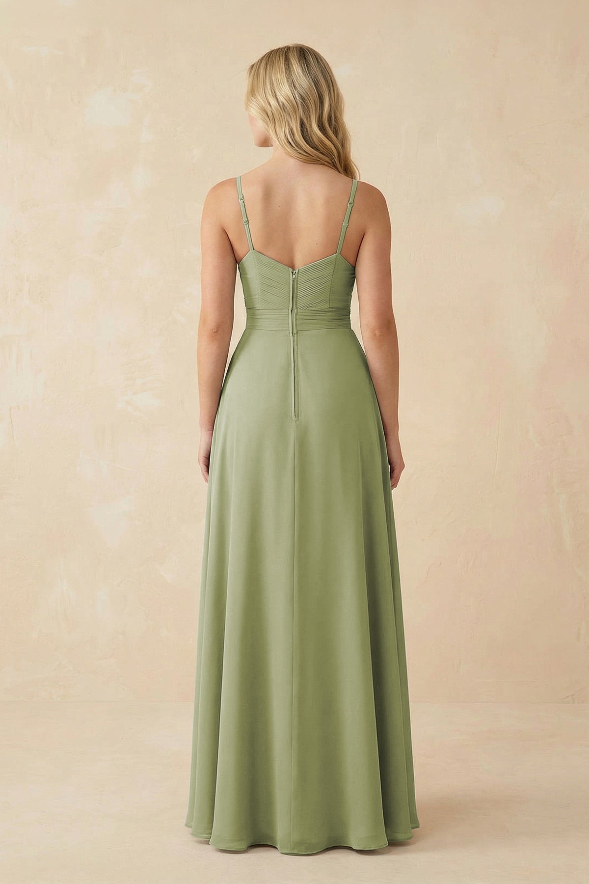 Sweetheart A-Line Pleated Chiffon Bridesmaid Dress in Moss Green