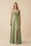 Sweetheart A-Line Pleated Chiffon Bridesmaid Dress in Moss Green