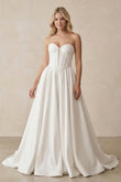 Sweetheart A-Line Satin Corset Wedding Dress in White