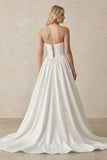Sweetheart A-Line Satin Corset Wedding Dress in White