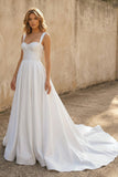 A-line Off-the-Shoulder Sleeveless Satin Simple Bride Wedding Dress