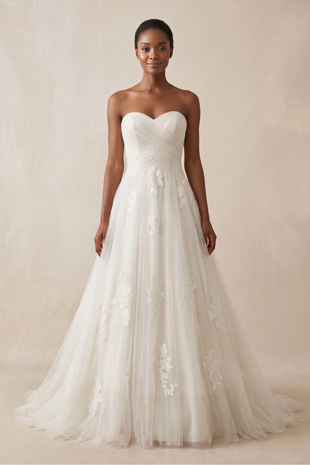 Sweetheart A-Line Tulle Corset Wedding Dress With Appliques in Ivory