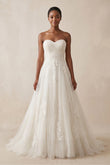 Sweetheart A-Line Tulle Corset Wedding Dress With Appliques in Ivory