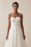Sweetheart A-Line Tulle Corset Wedding Dress With Appliques in Ivory