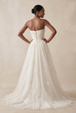 Sweetheart A-Line Tulle Corset Wedding Dress With Appliques in Ivory