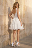 Unqiue A-Line Sweetheart Sequin Short Wedding Dress with Appliques