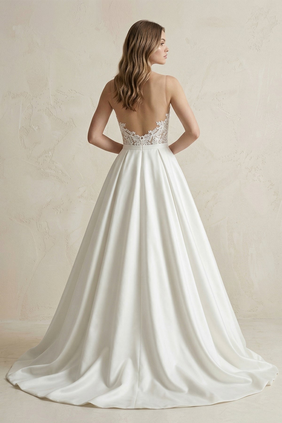 Sweetheart Appliqued Satin Ball Gown Wedding Dress in White