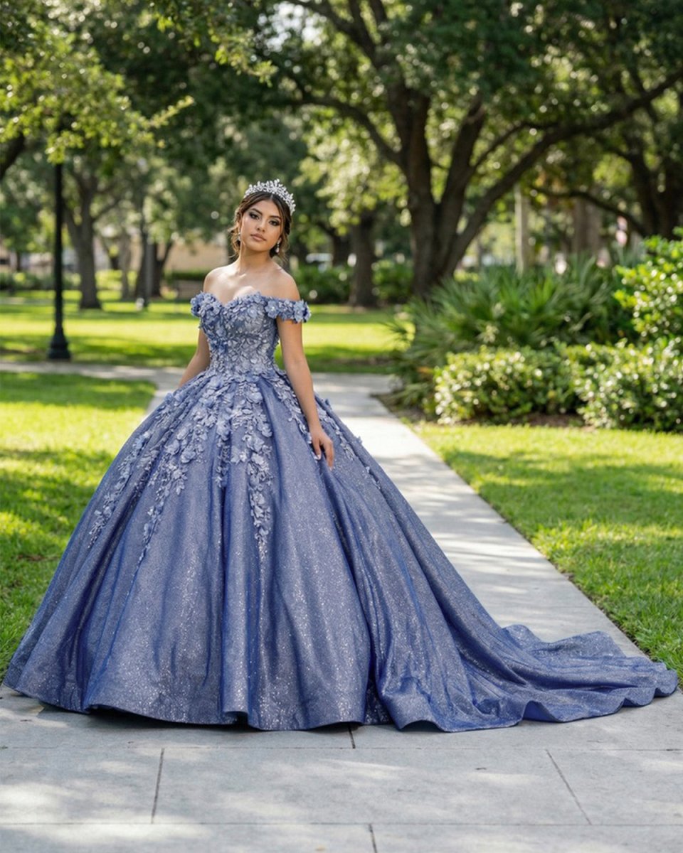 Sweetheart A Line Off-the-shoulder Quinceanera Dresses with 3D Flower and Pearls