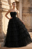 Mint Green Sweetheart Tulle Tiered A-Line Long Prom Dress with Slit