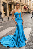 Sweetheart Satin Mermaid Long Prom Dress