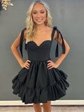 A-line Spaghetti Straps Homecoming Dress with Ruffle