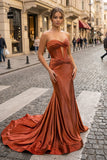 Sweetheart Satin Mermaid Long Prom Dress