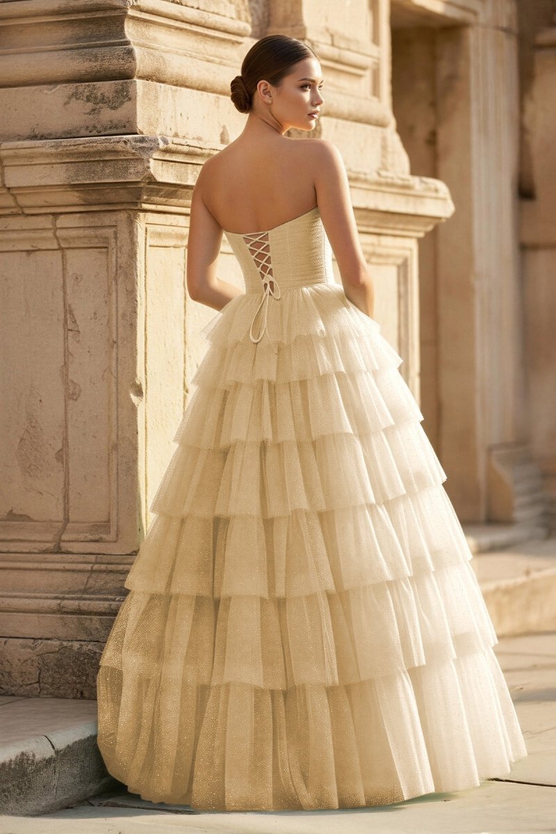 Mint Green Sweetheart Tulle Tiered A-Line Long Prom Dress with Slit