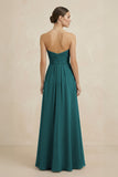 Sweetheart Chiffon A-Line Bridesmaid Dress with Slit in Pine