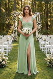Sweetheart Corset A-Line Chiffon Bridesmaid Dress in Sage