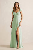 Sweetheart Corset A-Line Chiffon Bridesmaid Dress in Sage