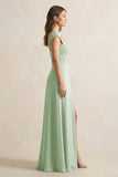 Sweetheart Corset A-Line Chiffon Bridesmaid Dress in Sage