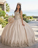 Sweetheart Embroidery Satin  Champagne Quinceanera Dresses Lace Ball Gowns