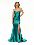 Sweetheart Fuchsia Pleated Mermaid Long Prom Dress