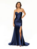 Sweetheart Fuchsia Pleated Mermaid Long Prom Dress