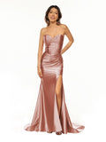 Sweetheart Fuchsia Pleated Mermaid Long Prom Dress