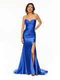 Sweetheart Fuchsia Pleated Mermaid Long Prom Dress